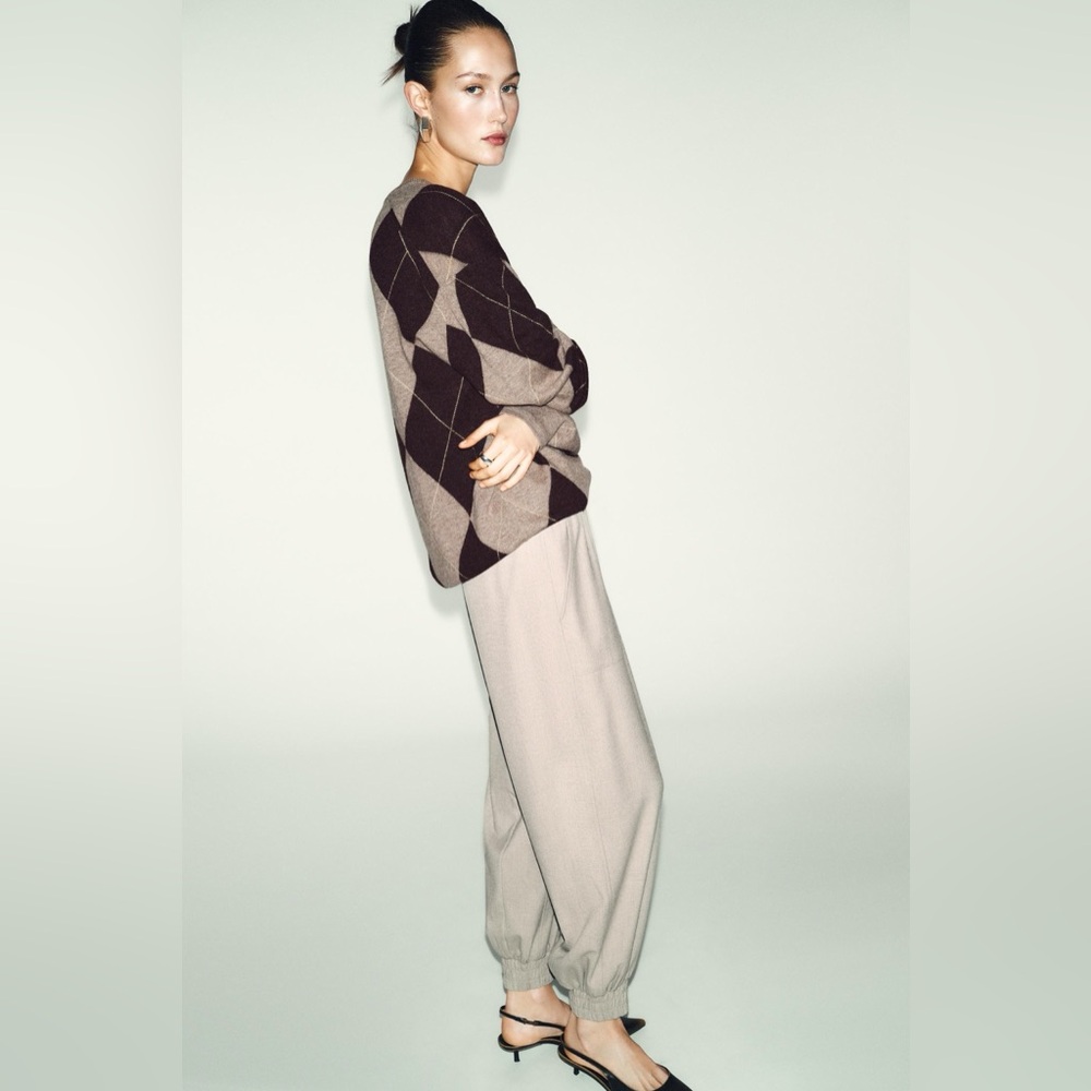 Zara Relaxed Jogger Pants in Light Tan